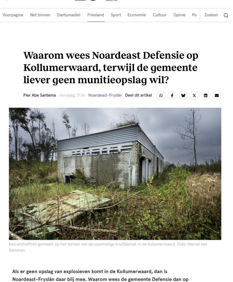 Schriftelijke vragen Munitieopslag c.q. springterrein Kollumerwaard